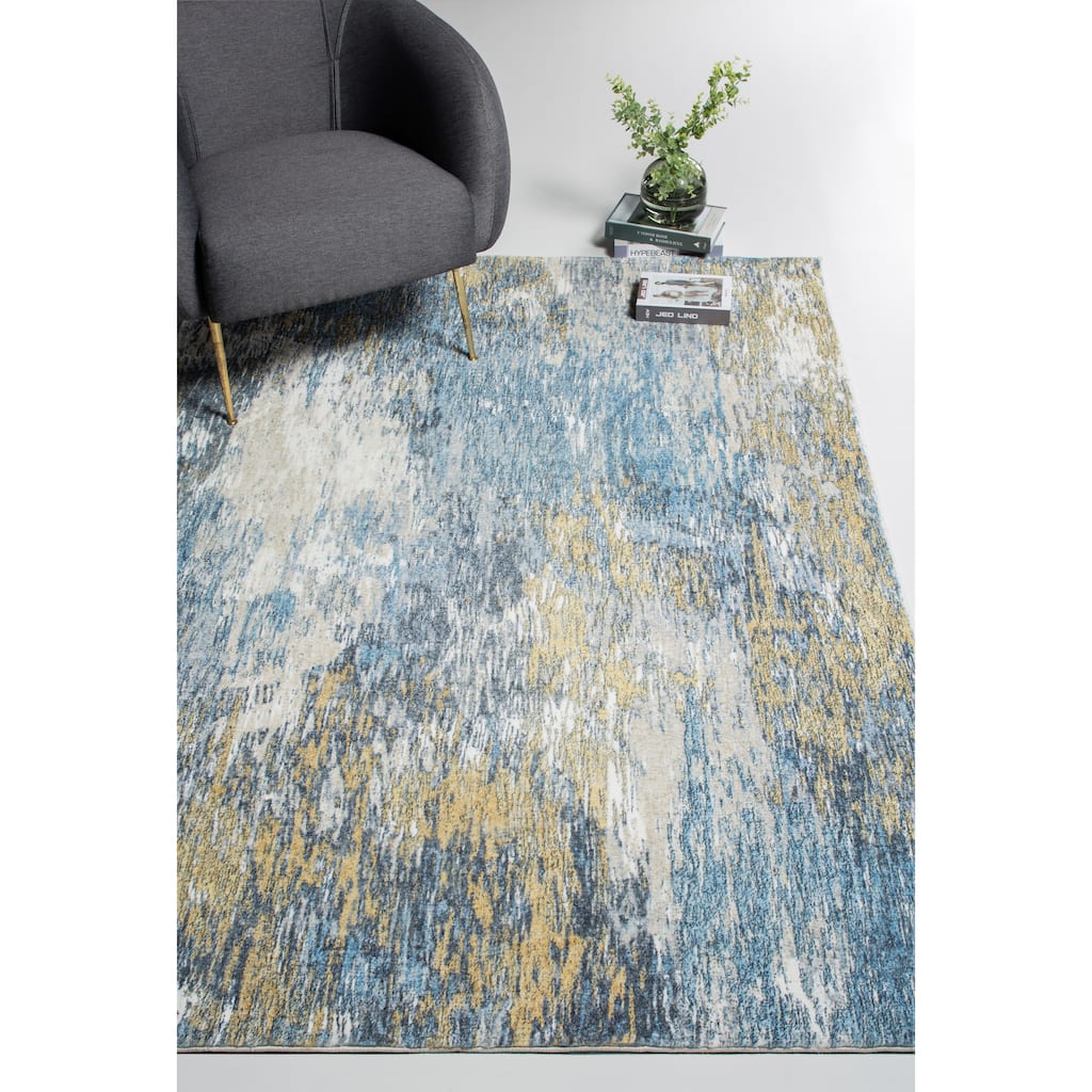 Domani Comfort Abstract Mural Faux Fur Rug