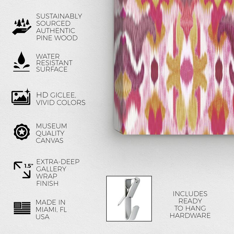 Wynwood Studio Canvas Abstract Journey Ikat Pink and Modern & Contemporary Wall Art Canvas Print