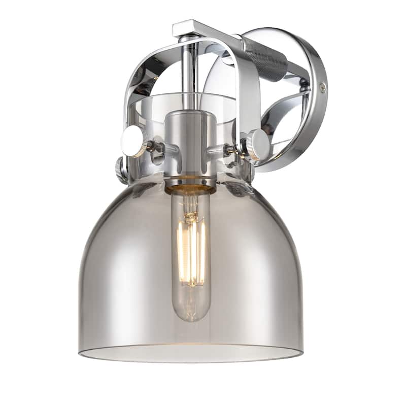 Innovations Lighting 423-1W-10-7 Pilaster II Bell Sconce Pilaster II - Polished Chrome / Plated Smoke