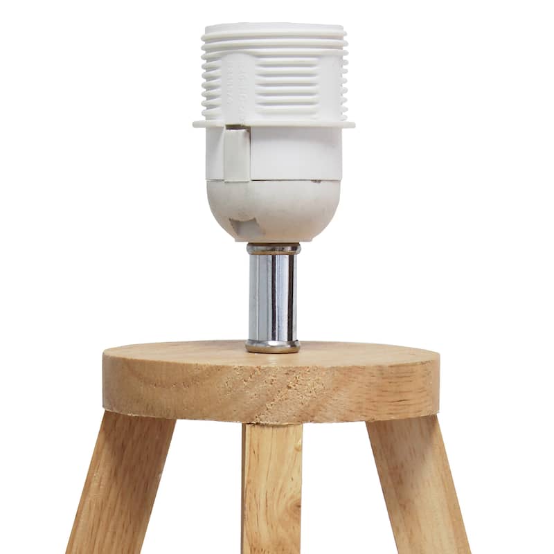 Wood Tripod Table Lamp with Drum Shade for Bedroom Decor - 9.75 x 9.75 x 19 in. (L x W x H)
