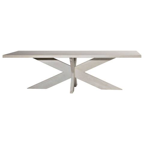 Gael 102-inch Rectangular Mango Wood Pedestal Table Finished in an Antique White Wash
