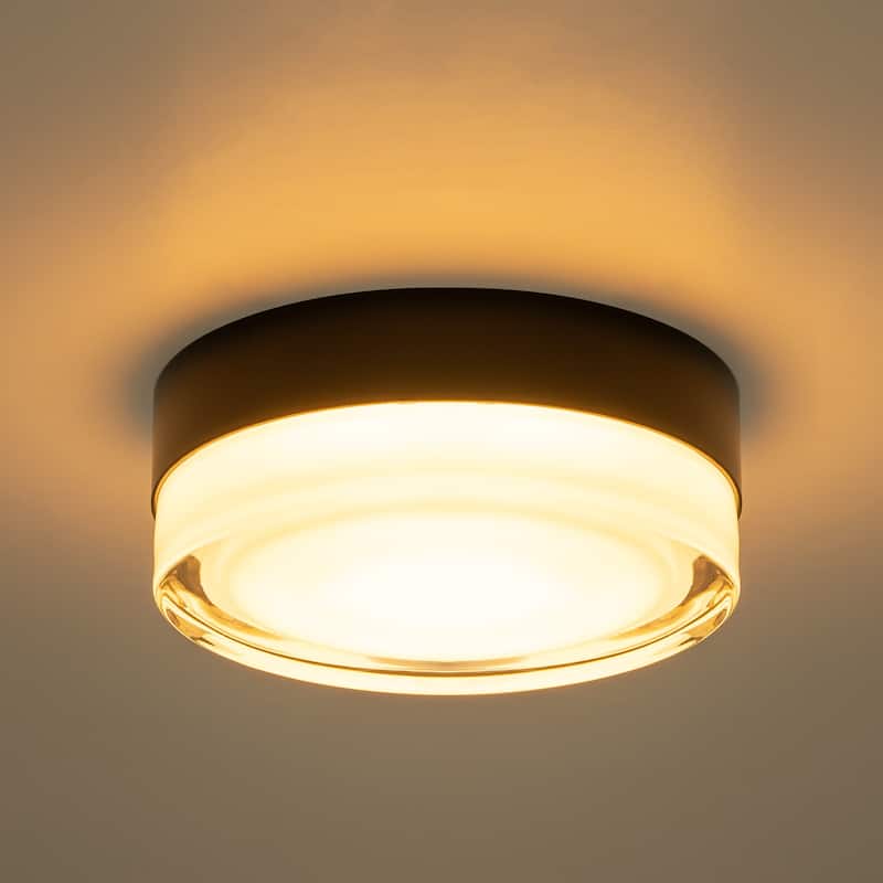 Modern Black Dome Dimple Glass Wall Sconce Frosted Clear Glass Flush Mount Light