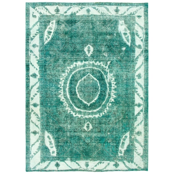 ECARPETGALLERY Hand-knotted Color Transition Teal Wool Rug - 6'7 x 9'0 ...