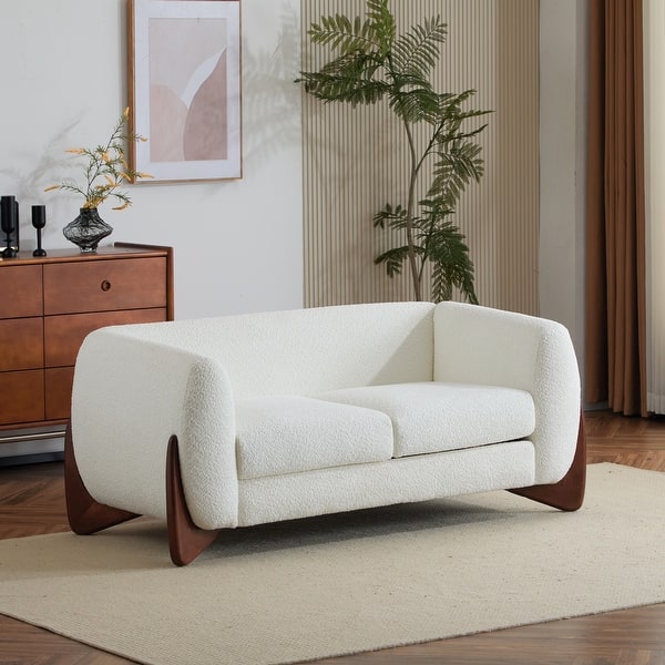 slide 2 of 61, Alma Upholstered Boucle Loveseat by Christopher Knight Home White