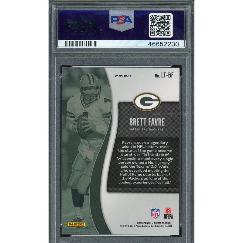 Brett Favre 2019 Panini Prizm Legendary Talents Green Card #LT-BF Graded PSA 10 - 8'6" x 11'6"