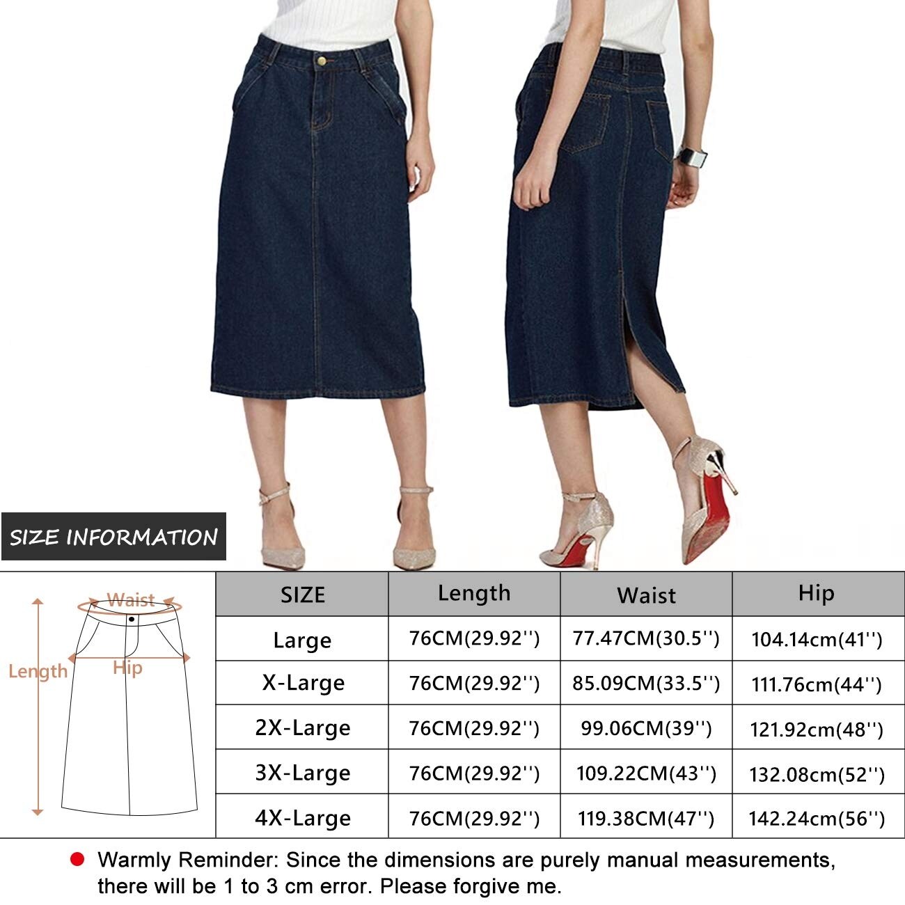 Shop Innifer Women Basic Casual Plus Size High Waist Navy Blue