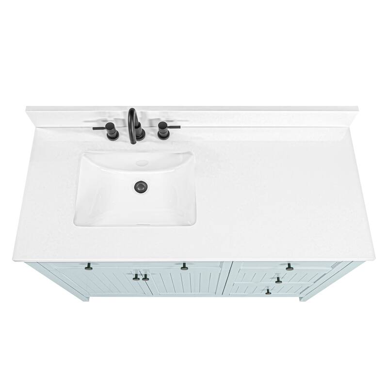 Layla Bathroom Vanity in Ice Blue with White Engineered Stone Top