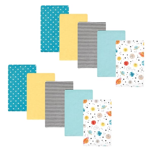 slide 1 of 1, Hudson Baby Infant Boy Cotton Flannel Burp Cloths, Happy Planets 10 Pack, One Size - Happy Planets 10 Pack - One Size One Size - Happy Planets 10 Pack