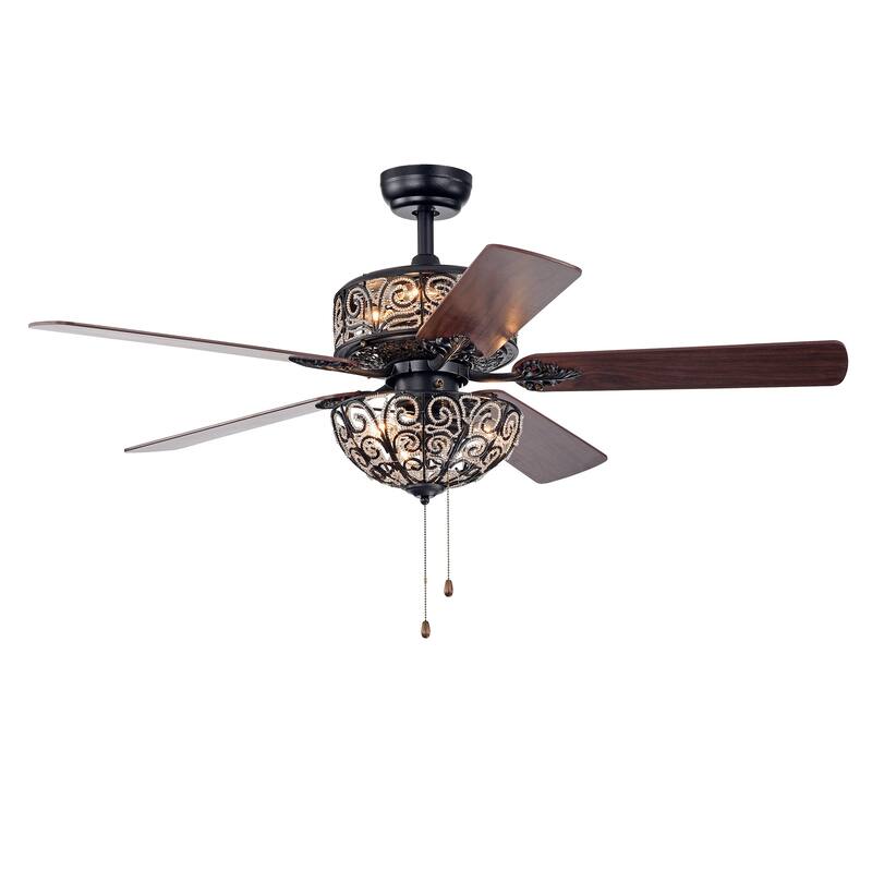 Tisaphon Dual Lamp Crystal Embellished 52-inch Fan Chandelier - 52-inches Diameter