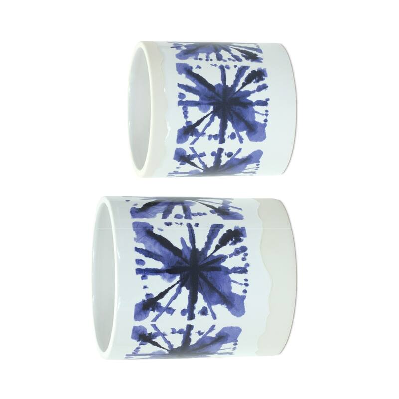 Abstract Tie Dye Ceramic Potted Planters - 6" - Set of 2