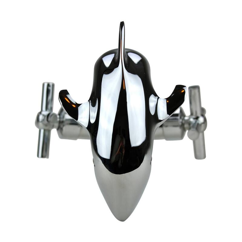 Chrome Bathroom Faucets 9.5 in. Dolphin Shaped Bathroom Sink Faucet with 2 Handles Renovators Supply