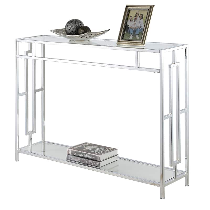 Convenience Concepts Town Square Chrome Console Table with Shelf