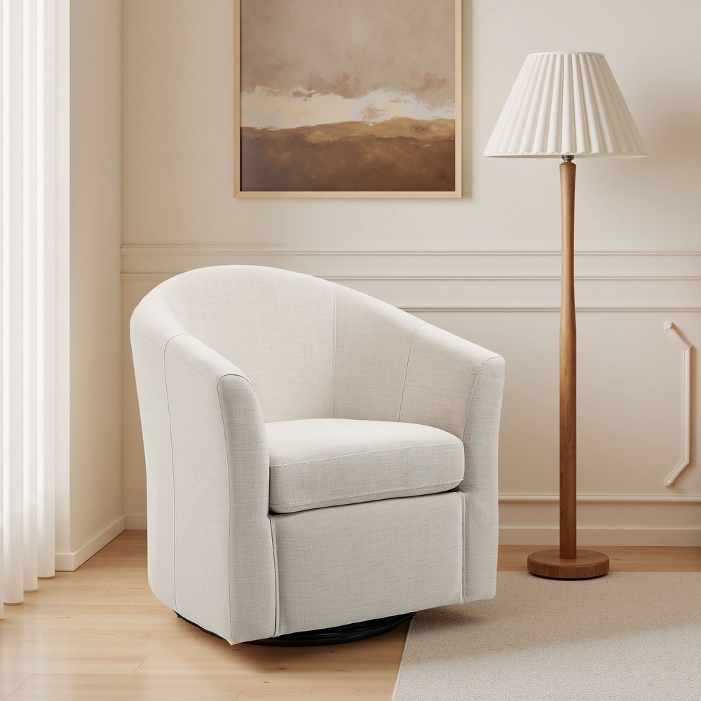 Anna Upholstered Swivel Barrel Accent Chair