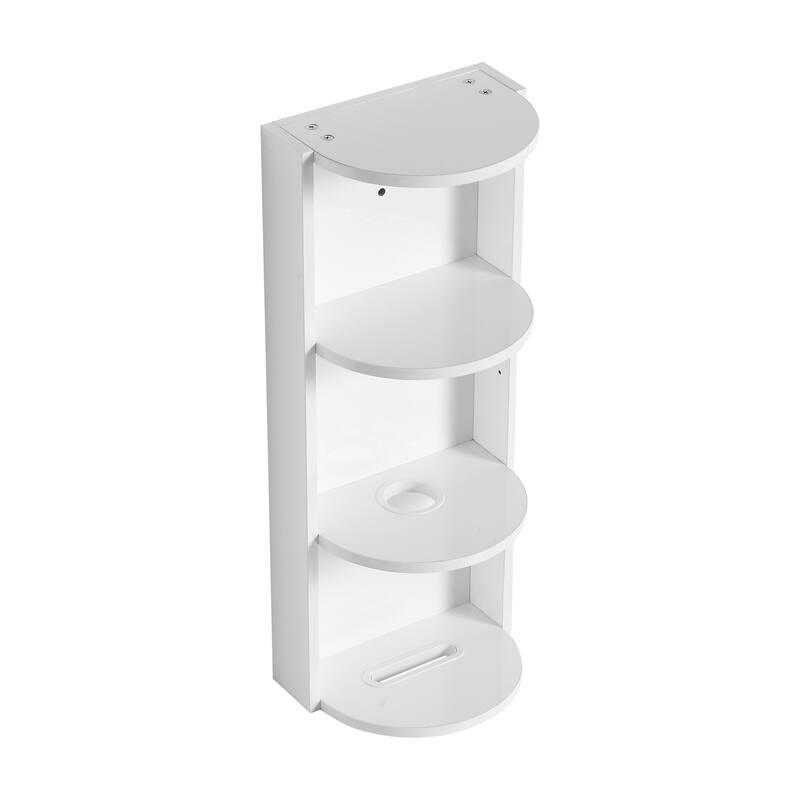 Wall Mounted Cabinet Floating Side Cabinet with Towel Shelf, Modern Storage Rack with 3 Adjustable Shelves