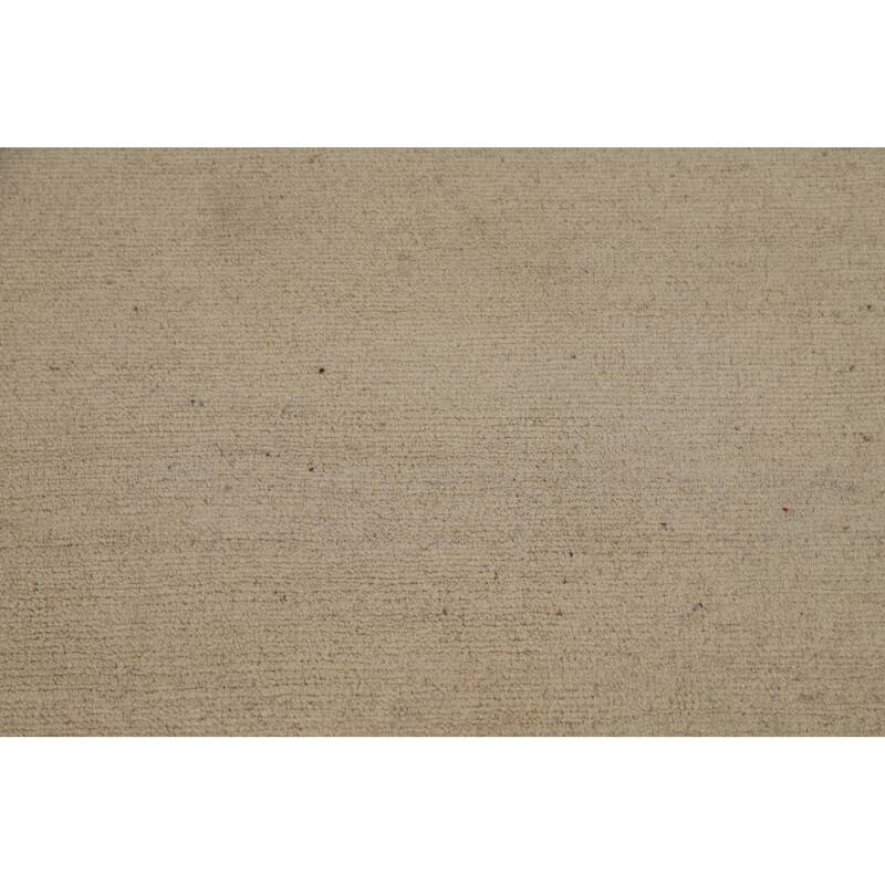 Modern Gabbeh Area Rug Handmade Oriental Beige Wool Carpet - 6'6" x 9'9"