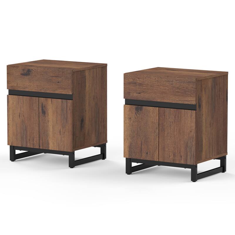 WAMPAT Modern End Table, Farmhouse Sofa Table, Wood Rustic Side End Table for Living Room, Nighstand for Bedroom