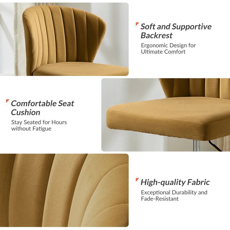 Ilia Modern Velvet Wingback 360 degree Ergonomic Office Task Chair with Channel Tufted Back by HULALA HOME