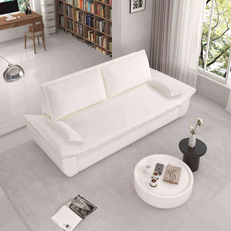Velvet 3-in-1 Convertible Sleeper Daybed, Pull-Out Queen Bed, Chaise Lounger, Removable Cushions, Soft Pillows Included