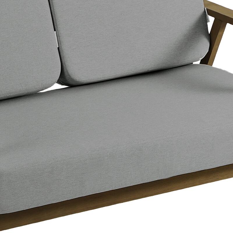 Modern Wood Cushioned Outdoor Patio Sofa Loveseat with Coffee Table