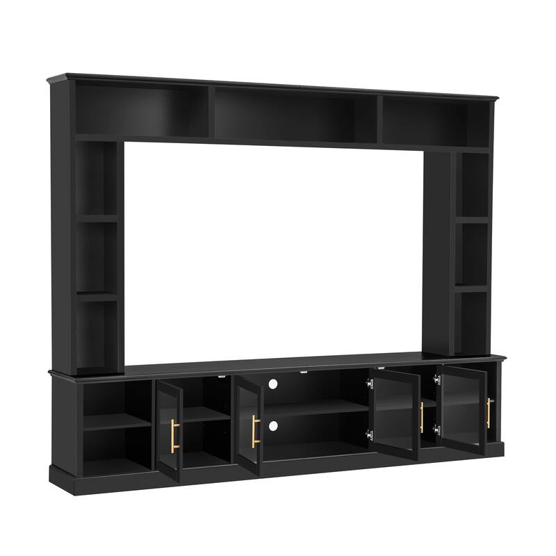 Entertainment Center Wall Unit for TVs up to 80", All-in-One Modern TV Stand with Bookshelves