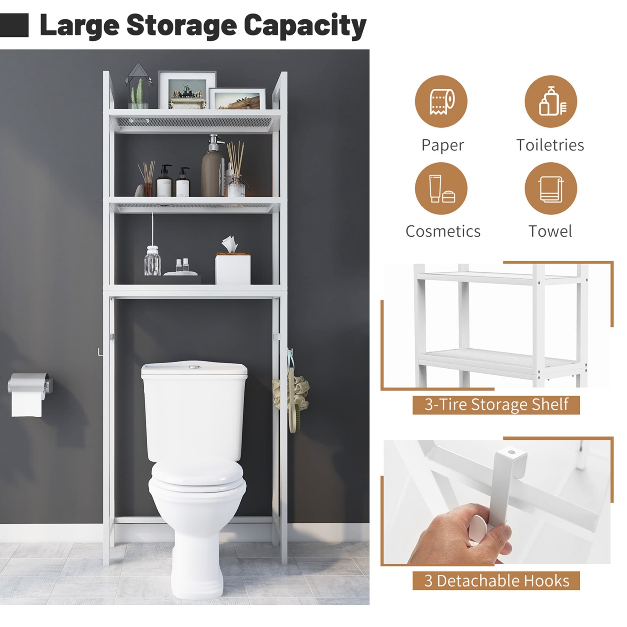 Costway 2 Tier Wall Mount Shower Organizer Toilet Bathroom Storage