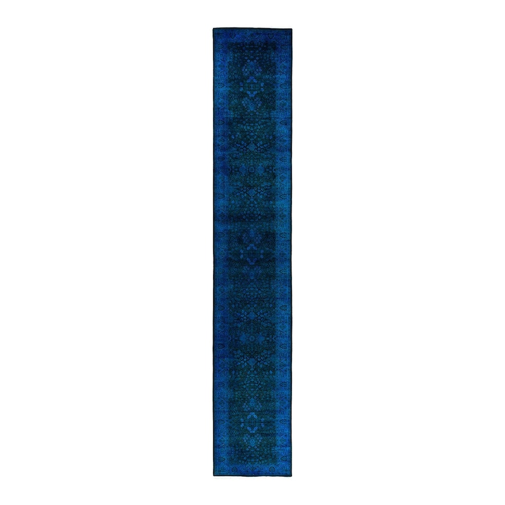 Fine Vibrance One-of-a-Kind Hand-Knotted Runner Rug - Blue, 2' 8" x 16' 5" - 2' 8" x 16' 5"
