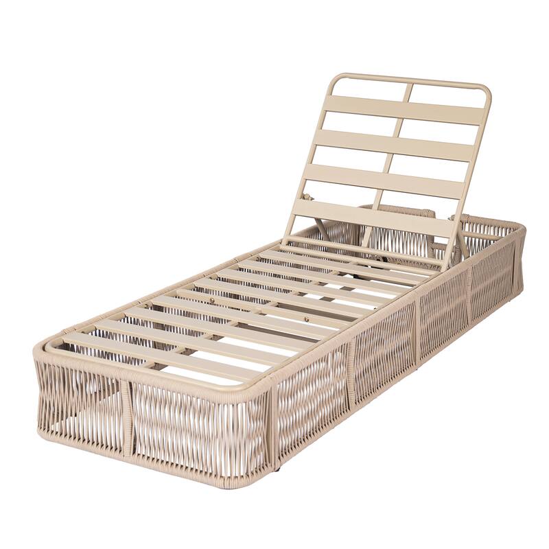 Christopher Knight Home - Modern Outdoor Adjustable Chaise Lounge with Woven Rope Base and Side Table