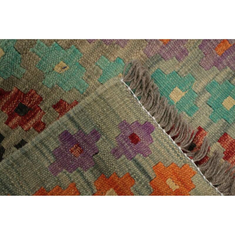 Hand Woven Oriental 100% Wool Carpet Southwestern All-Over Multi-Colored Kilim Area Rug - 5' 0'' X 3' 4''