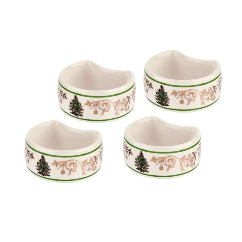 Spode Christmas Tree Gold Collection Set of 4 Napkin Rings - 2.75 Inch - 2.75 Inch  - Set of 4