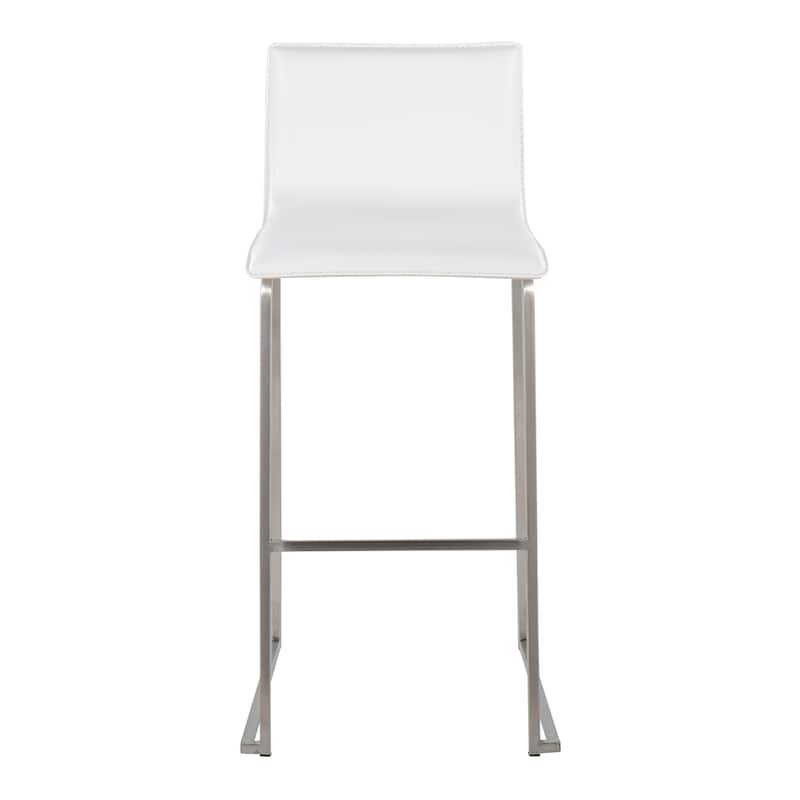 Silver Orchid Mara Upholstered Bar Stool - Set of 2 - White/Stainless Steel