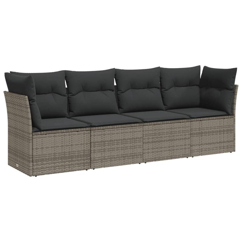 vidaXL Garden Sofa Set Grey PE rattan Standard Adjustable Feet - 24.4 x 92.1 x 27.2