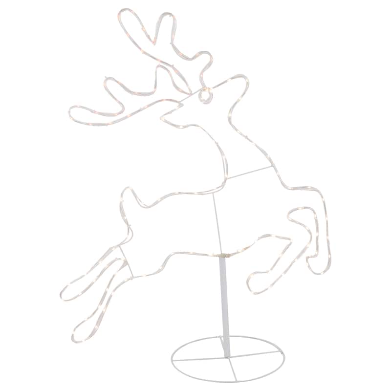 36" Lighted Running Reindeer Silhouette Outdoor Christmas Decor - White