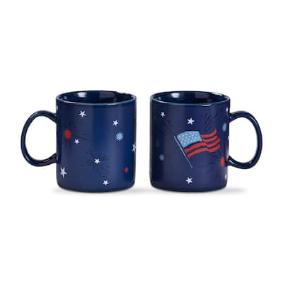 Fireworks Heat Changing Mug - 20oz Ceramic Drinkware, Summer Blue Multi, Hand Wash Only, 4.73" H x 3.89" Dia