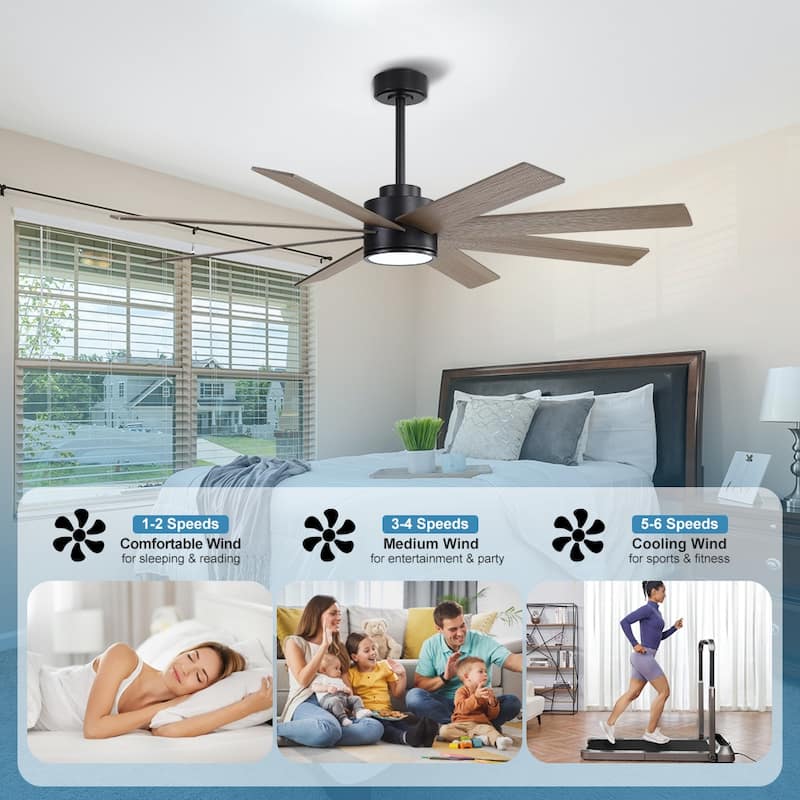 MLiAN 72 in. 8 Plywood Blades Indoor LED Ceiling Fan With Remote......