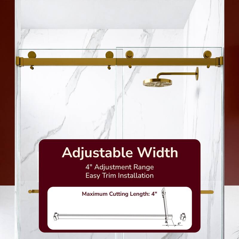 GDFStudio - Modern Minimalist Frameless Double Sliding Shower Door with 3/8" SGCC Tempered Glass & Stainless Steel Hardware