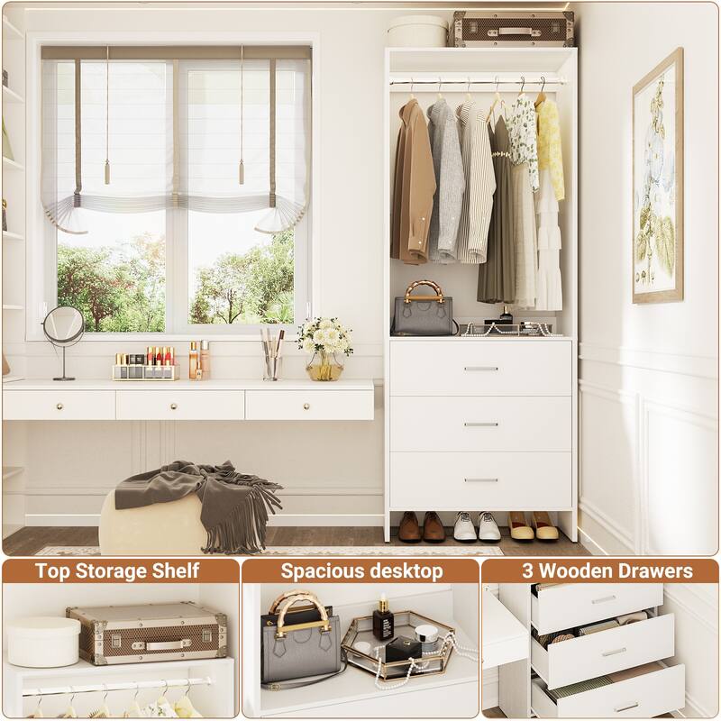 Cimly Freestanding Closet Sytem, Closet Organizer Wardrobe for Walk-in and Reach-in Closet