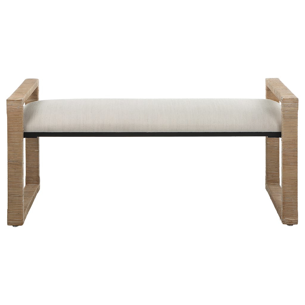 Uttermost Areca Coastal Rattan Bench - 48 W X 21.25 H X 17.5 D (in)