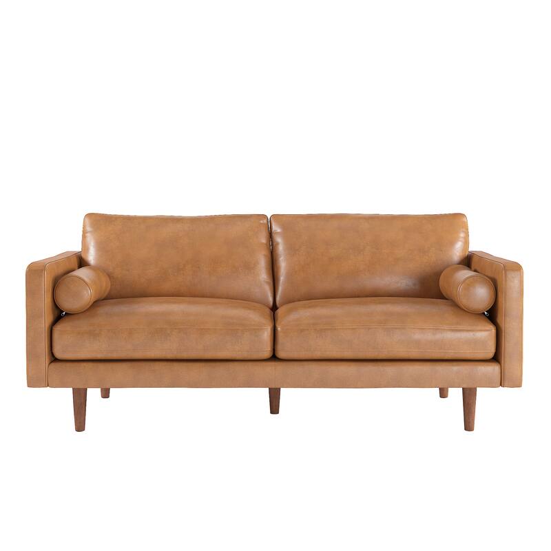 Oana Mid-Century Faux Leather Sofa by iNSPIRE Q Modern