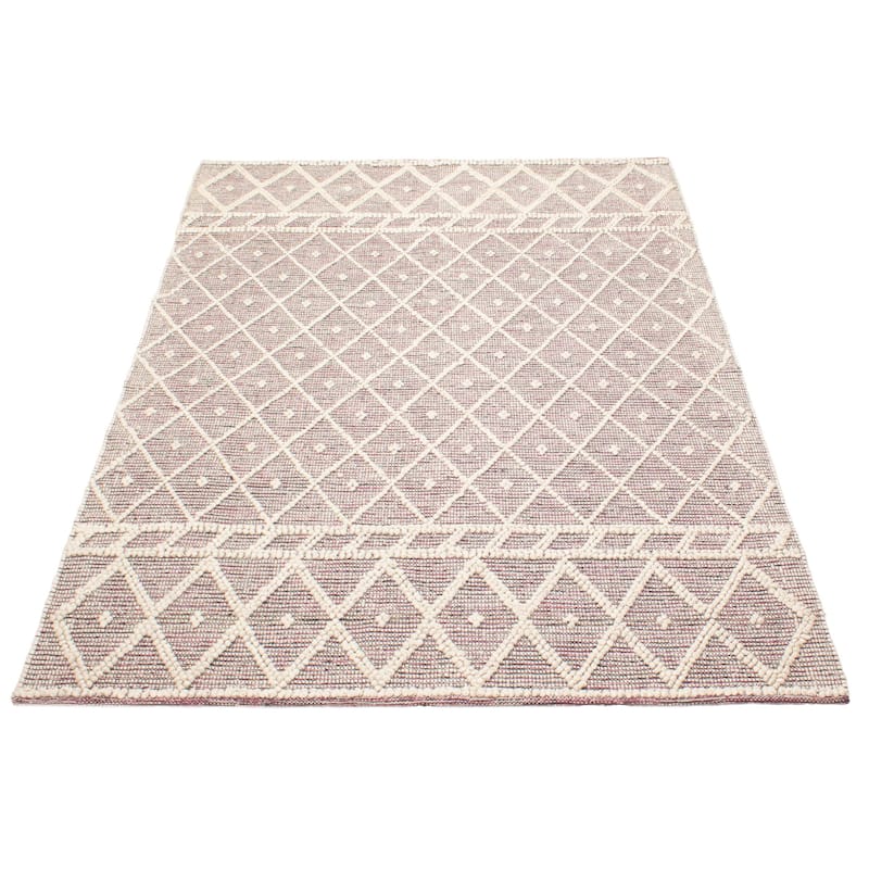 ECARPETGALLERY Braid weave Sienna Pink Wool Rug - 6'2 x 8'10