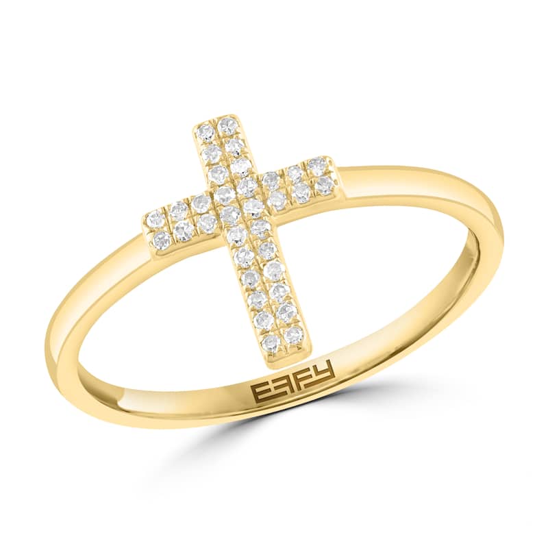 EFFY Gold over Silver Diamond Cross Ring