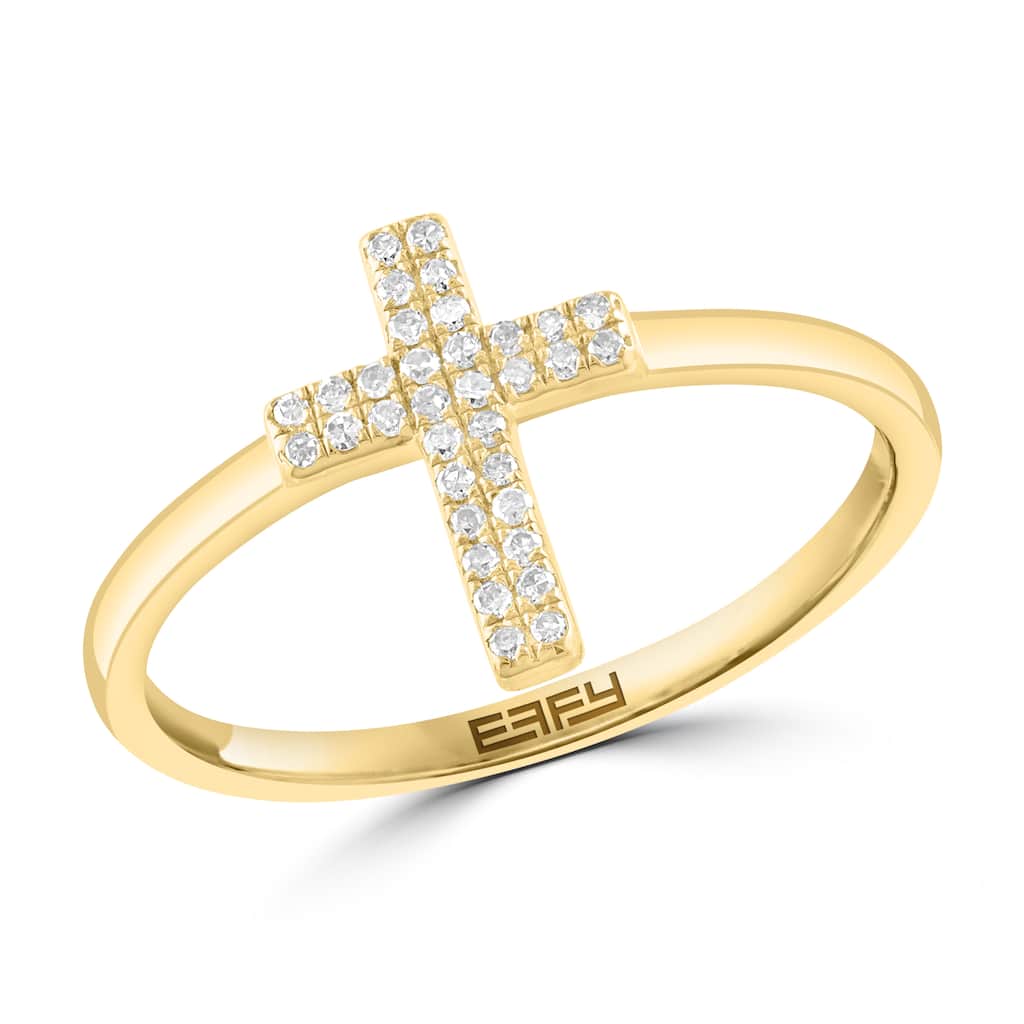 EFFY Gold over Silver Diamond Cross Ring
