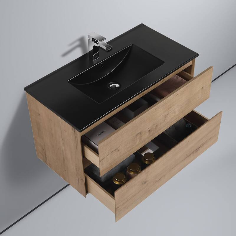 Blossom Wall Mounted Floating Bathroom Vanity with Double Acrylic Sink