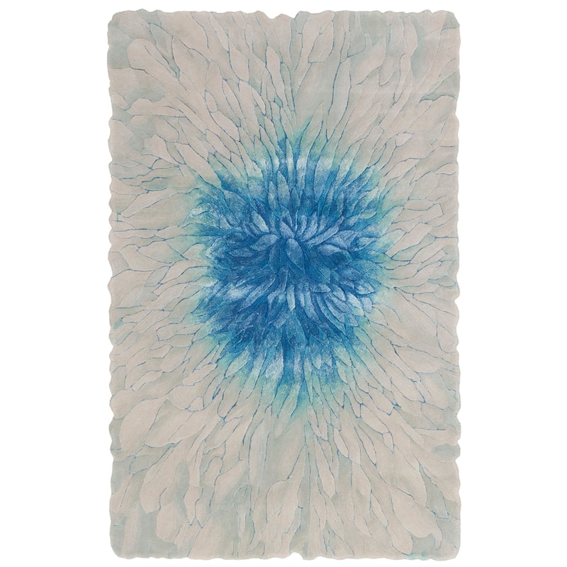 Nourison Prismatic Indoor only Floral Wool Area Rug - 3' 9" x 5' 9" - Blue - Rectangle