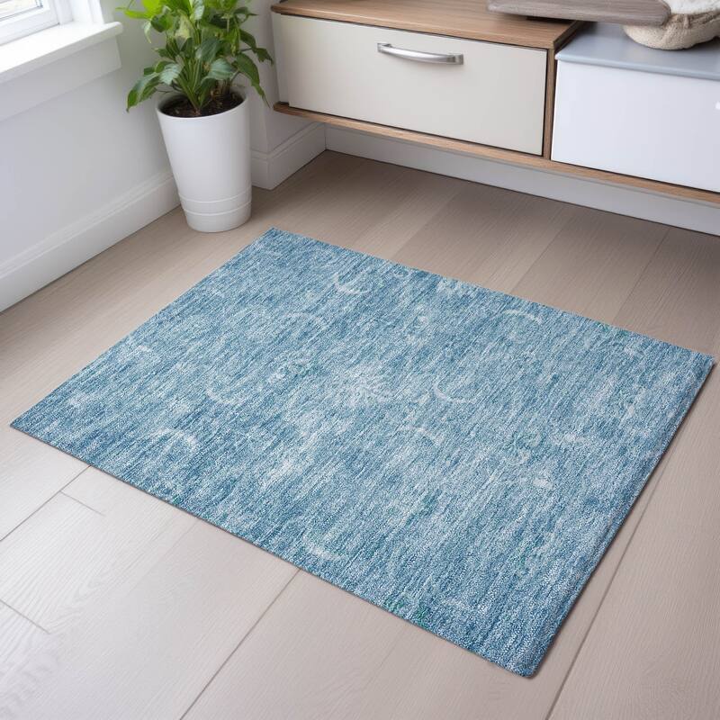 Premium Washable Super Soft Vintage Traditional Mayfield Rug - Sky - 1'8" x 2'6"