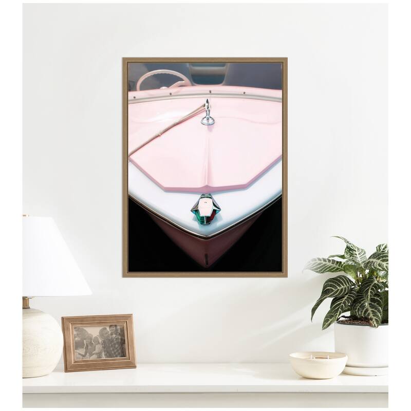 Kate and Laurel Blushed Pink Boat by Alicia Abla Framed Canvas Wall Art Print