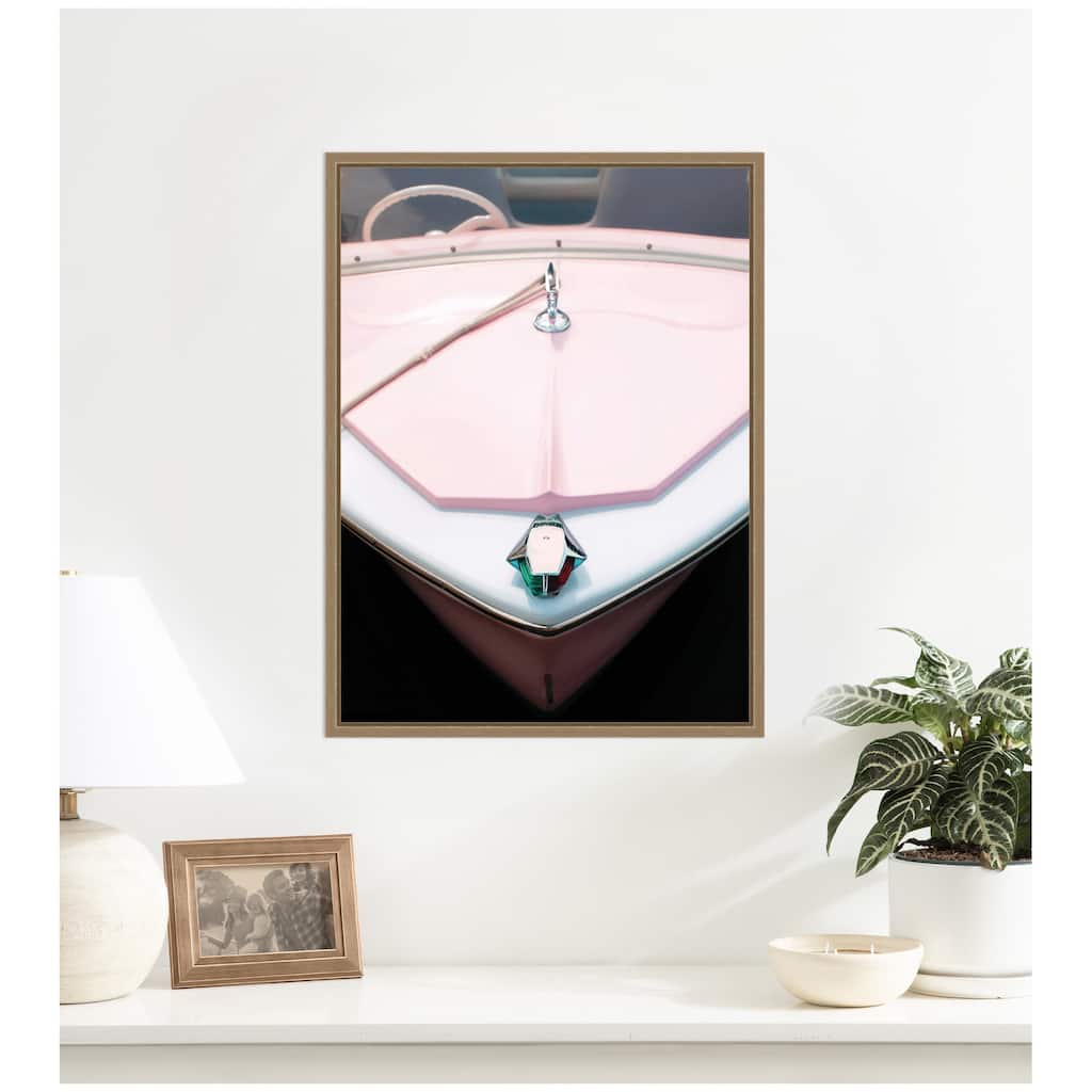 Kate and Laurel Blushed Pink Boat by Alicia Abla Framed Canvas Wall Art Print