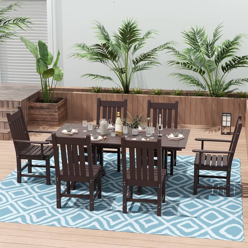 Laguna Hdpe All Weather Outdoor Patio Dining Set with Rectangle Table, Side Chairs (7-Piece Set)