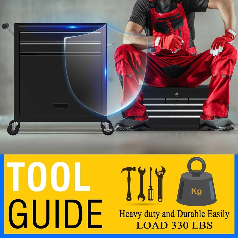 8-Drawer Rolling Tool Storage Cabinet with Detachable Top Tool Box