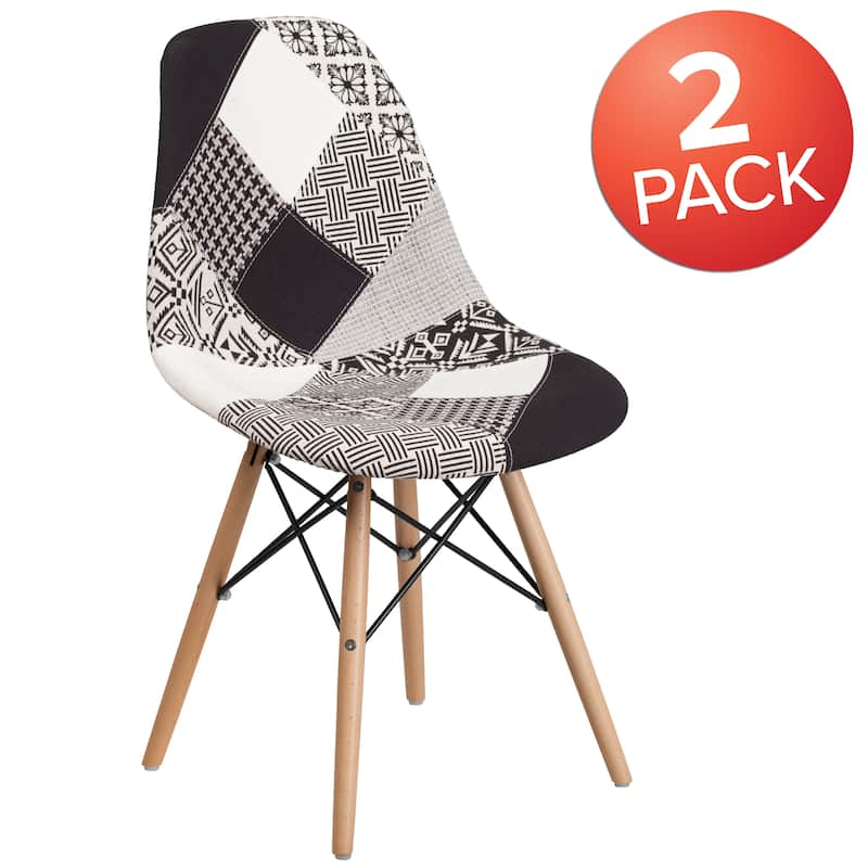 2 Pack Elon Series Fabric Chair with Wooden Legs