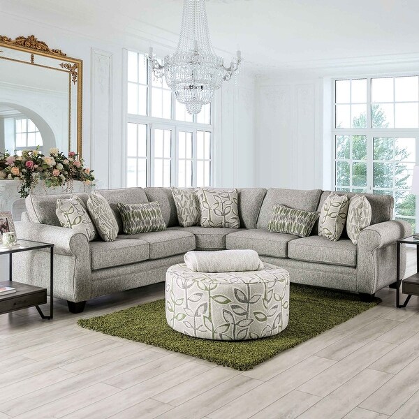 Kuli Transitional Grey Fabric Symmetrical Sectional with Care Kit by Furniture of America Bed Bath Beyond 36679195